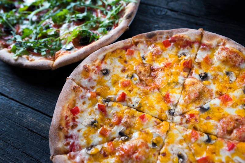 Four cheese pizza with mozzarella fontina gorgonzola and parmesan